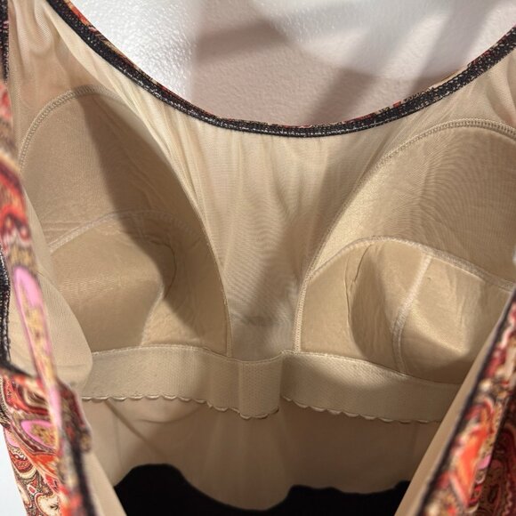 It Figures Swimsuit One Piece 22W Slimming Lined Orange Red Paisley Boho - Picture 6 of 10